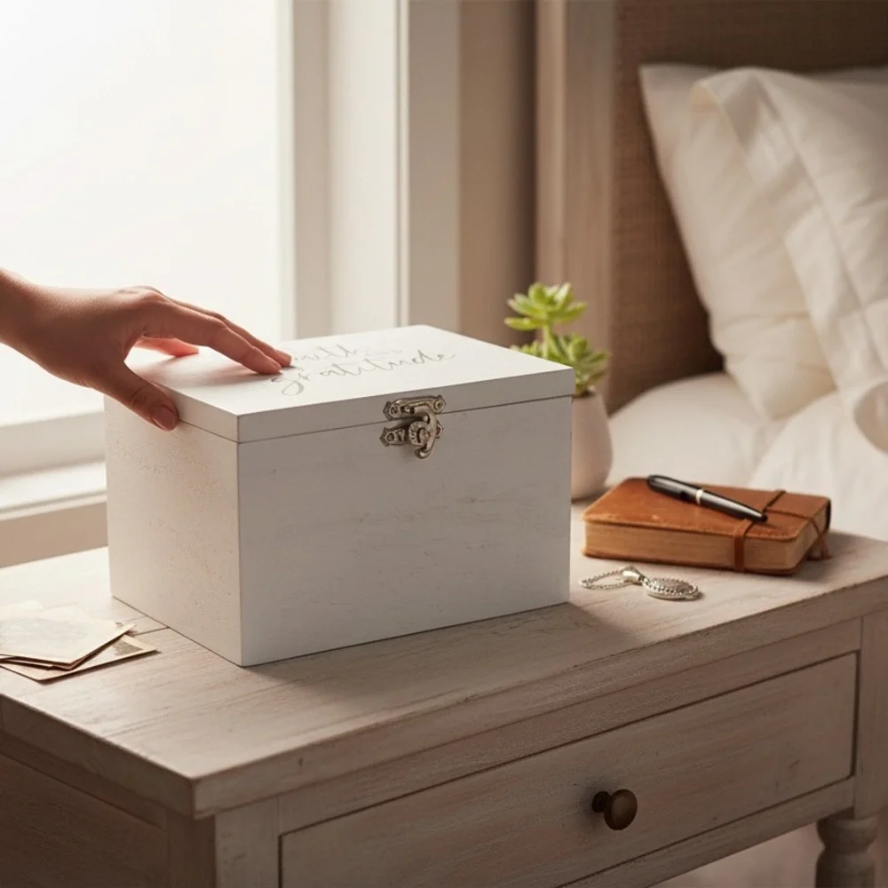 Faith and Gratitude Keepsake Box Store your cherished memories in style